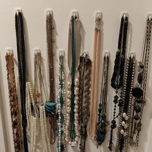 Beaded turquoise and black double length necklace